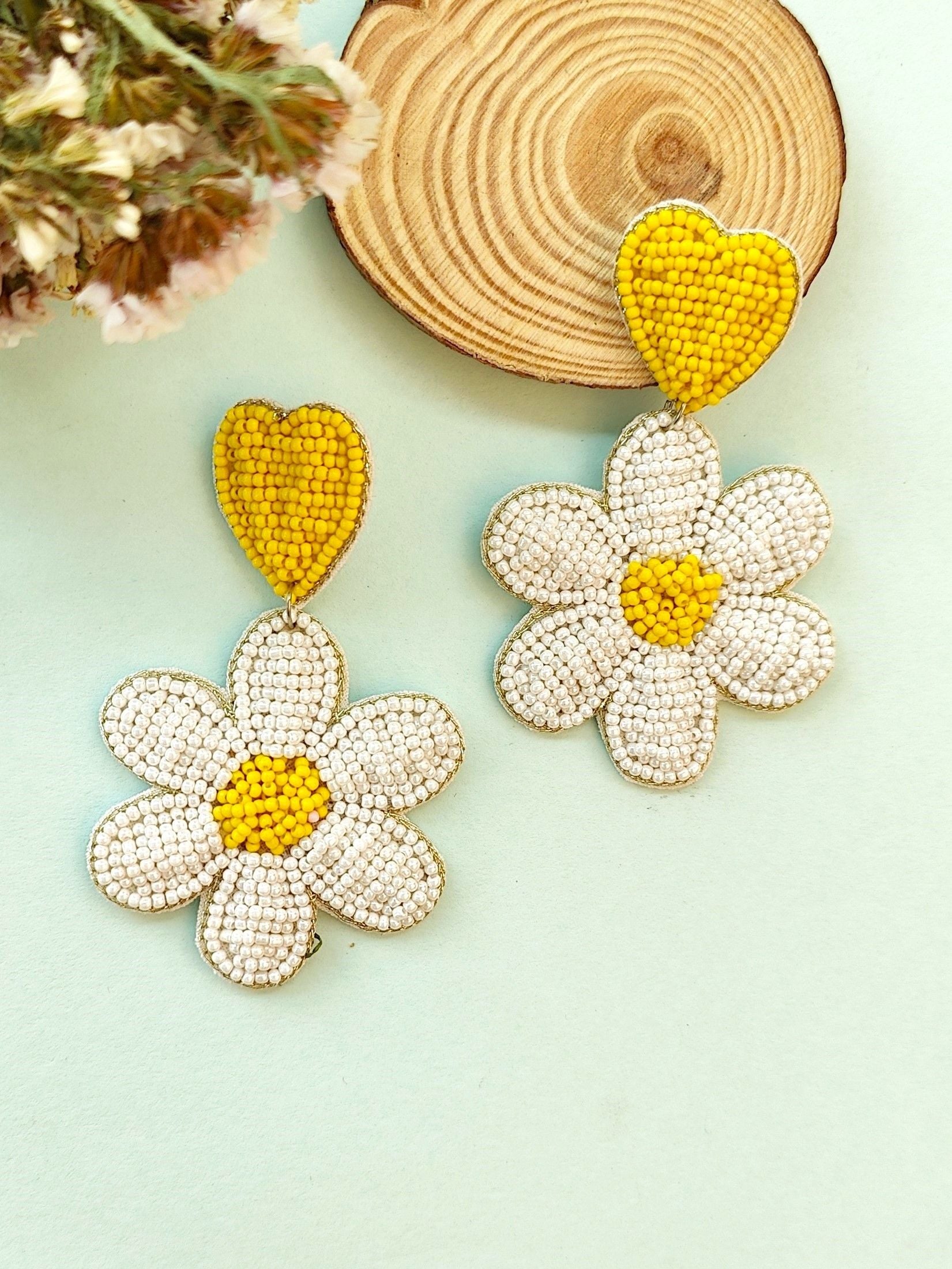 Artisanal Floral Beaded Earrings: Elegance for Modern Women Girls