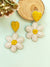 Blushing Blossom Earrings- Handmade White Floral Beaded Earrings