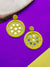 Mirror Work Yellow Handcrafted Beaded Earrings for Women