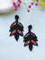 Black Beaded Leaf Earrings for Girls