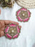 Pink-Gold Beaded Flower Studs for Women & Girls