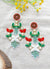 Red-Green Handmade Multicolor Beaded Party Earrings for Women & Girls