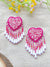 Pink Beaded Heart Earrings- Unique & Trendy Look Dangler