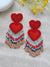 Multicolored Beaded Heart Drop Earrings for Women & Girls