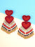 Multicolored Beaded Heart Drop Earrings for Women & Girls