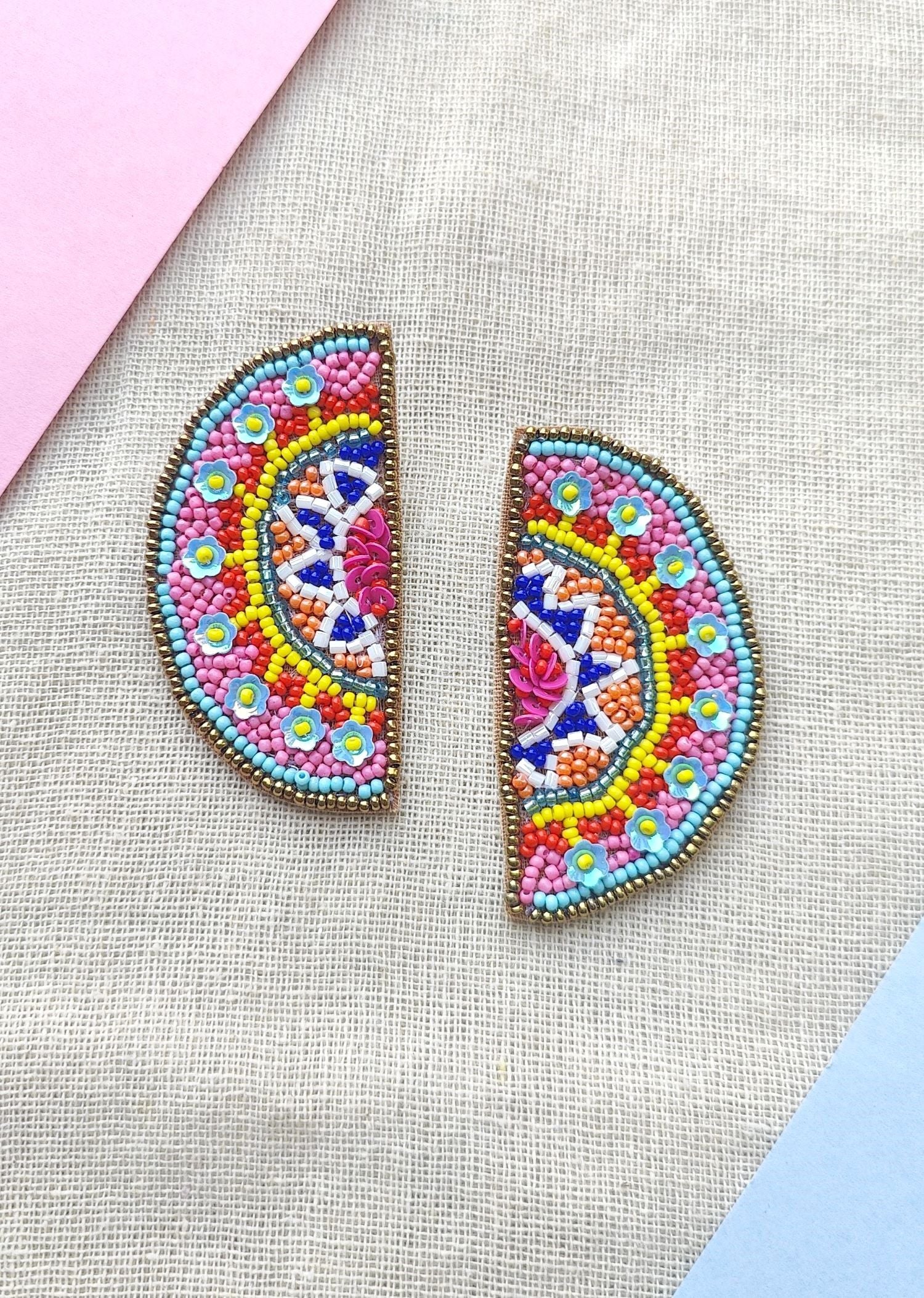 Hand-woven Multicolored Mandala Bead Earrings - A Chic Traditional Style Statement