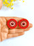 Red Beaded Evil Eye Studs: Party Wear Handmade Earrings for Women
