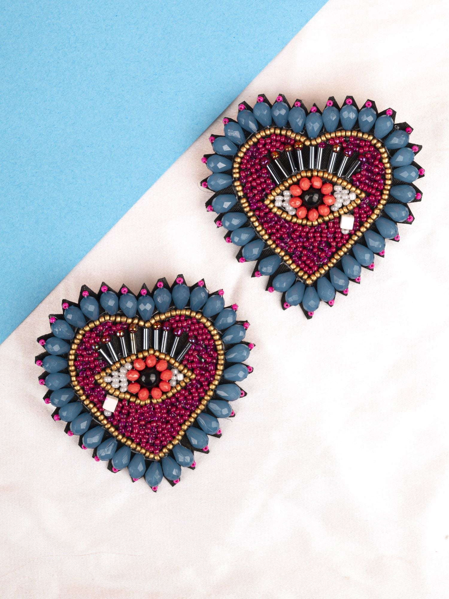 Handcrafted Radiance: Multicolored Beaded Heart Earrings for Fashion Forward Women