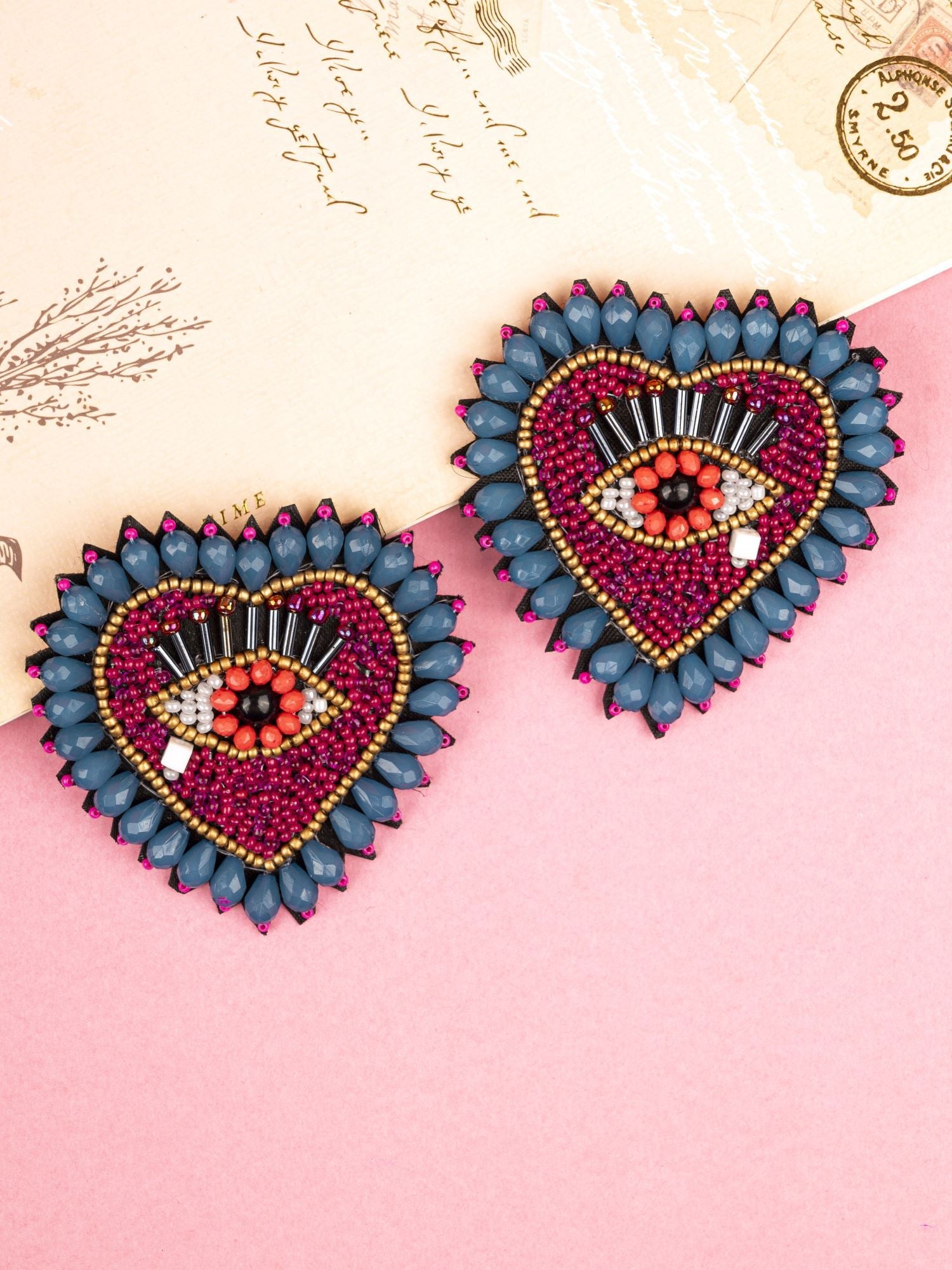 Handcrafted Radiance: Multicolored Beaded Heart Earrings for Fashion Forward Women