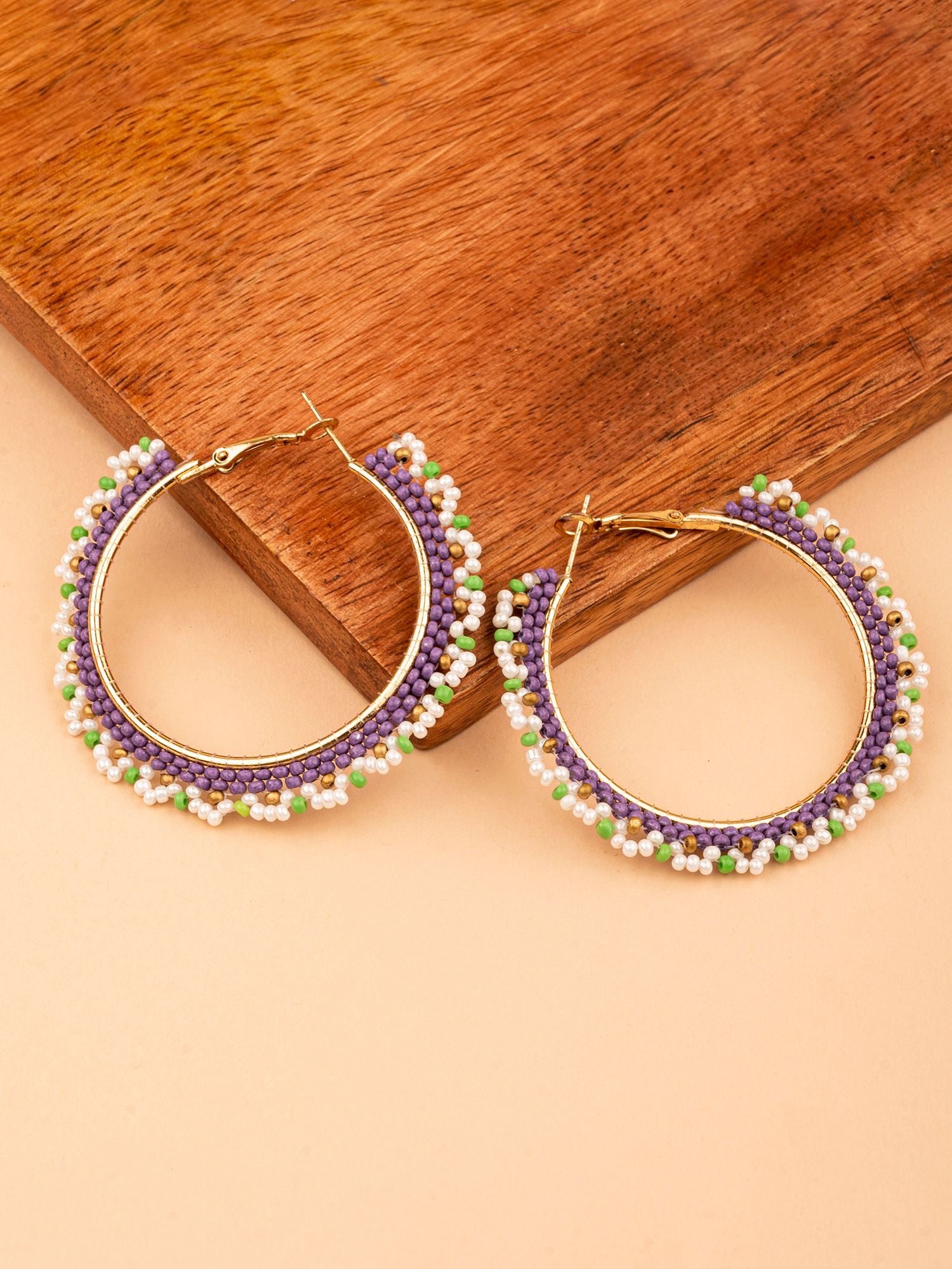 Lavender Bloom: Exquisite Handcrafted Hoop Earrings for Fashionable Women & Girls