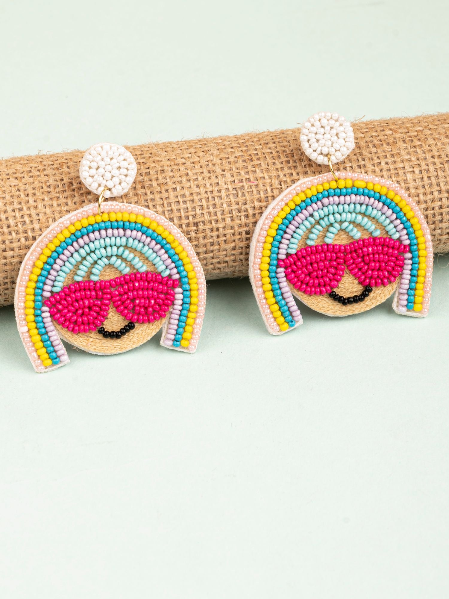 Funky Face Beaded Danglers: Handmade Multicolor Drop Earrings for Fashion Girls