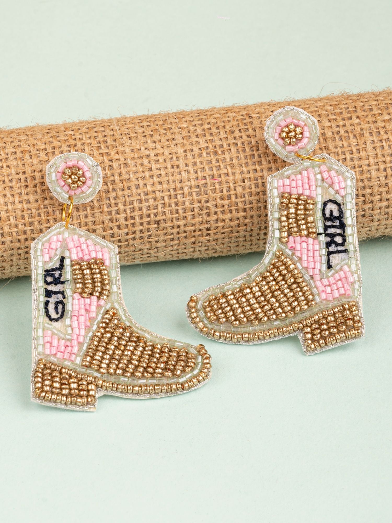 Pink and Gold Handcrafted Heels-Shaped Dangling Jewellery for Elegant Women