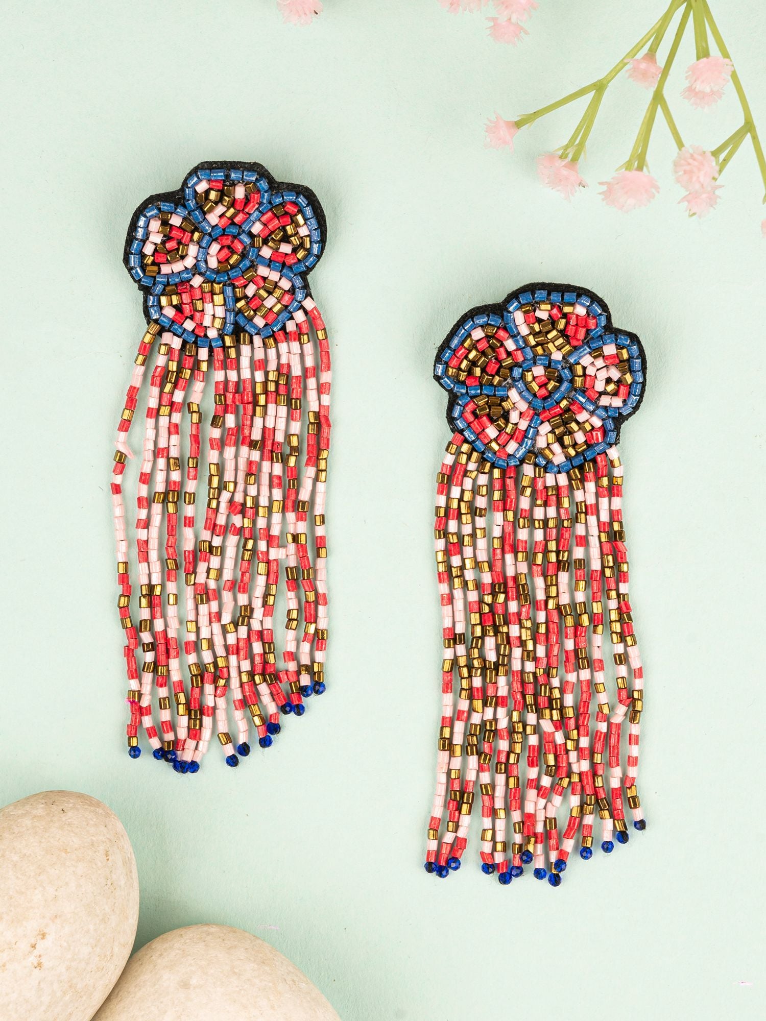 Vibrant Multicolor Handmade Floral Tassel Earrings - A Quirky Fashion Statement for Women