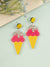 Pink & Yellow Ice-cream Cones Acrylic Earrings for Women-Quirky Summer Jewellery