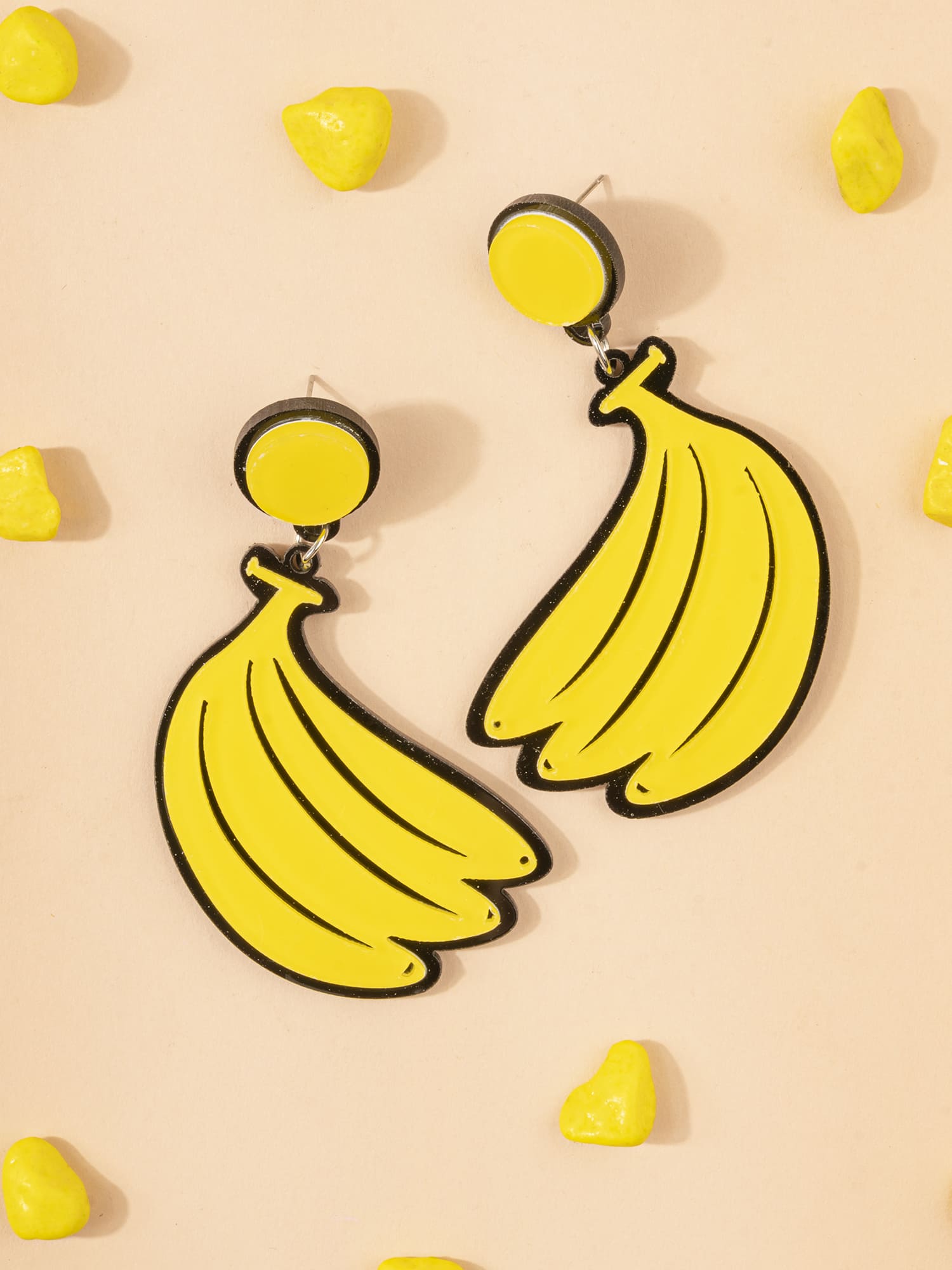 Stylish Banana Acrylic Drop Earrings: Quirky Yellow Fashion Accessory