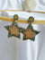 Green-Gold Beaded Star Earrings for Women