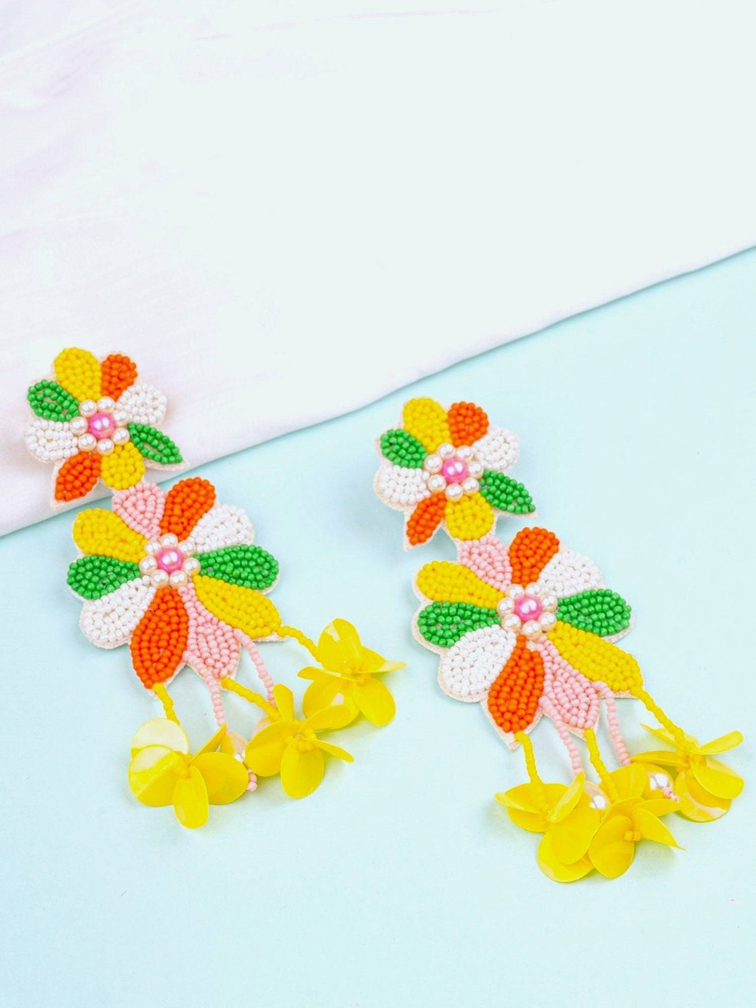 Floral Glamour - Multicolored Handmade Drop Earrings for Fashioned Women and Girls