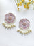 Baby Pink Floral Studs | Beaded Handmade Earrings for Women & Girls