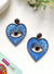 Sky Blue Handmade Evil Eye Heart Earrings for Women and Girls