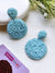 Stylish Aqua Blue Circles Handmade Beaded Earrings for Women and Girls