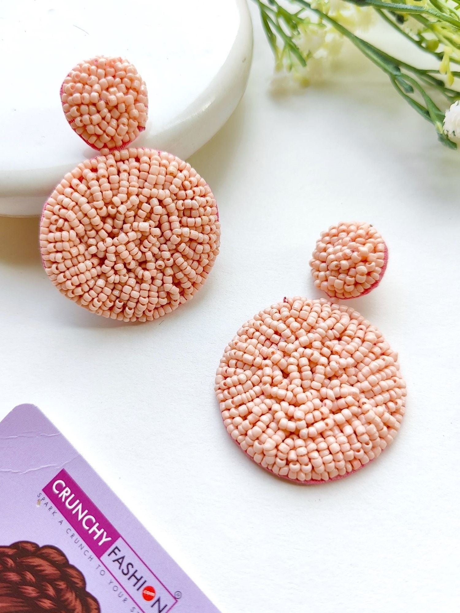 Peach Bliss - Handmade Beaded Dangler Earrings for the Fashion Forward Woman