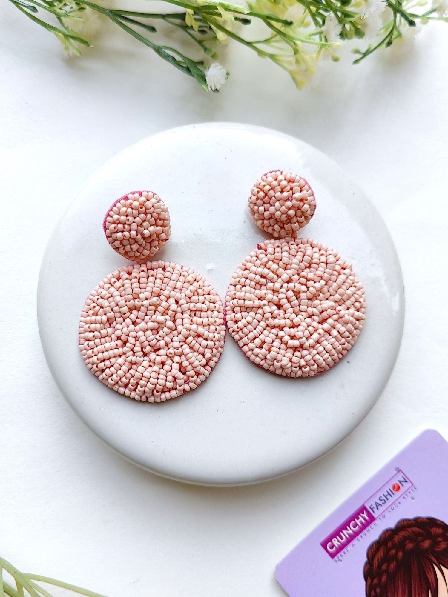 Peach Bliss - Handmade Beaded Dangler Earrings for the Fashion Forward Woman