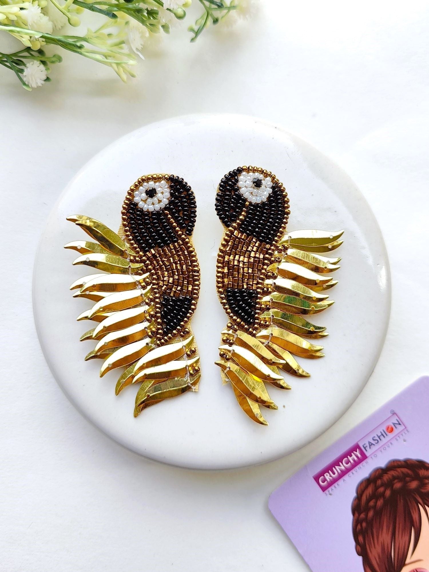 Quirky Fashionista's Handmade Beaded Bird Drop Earrings