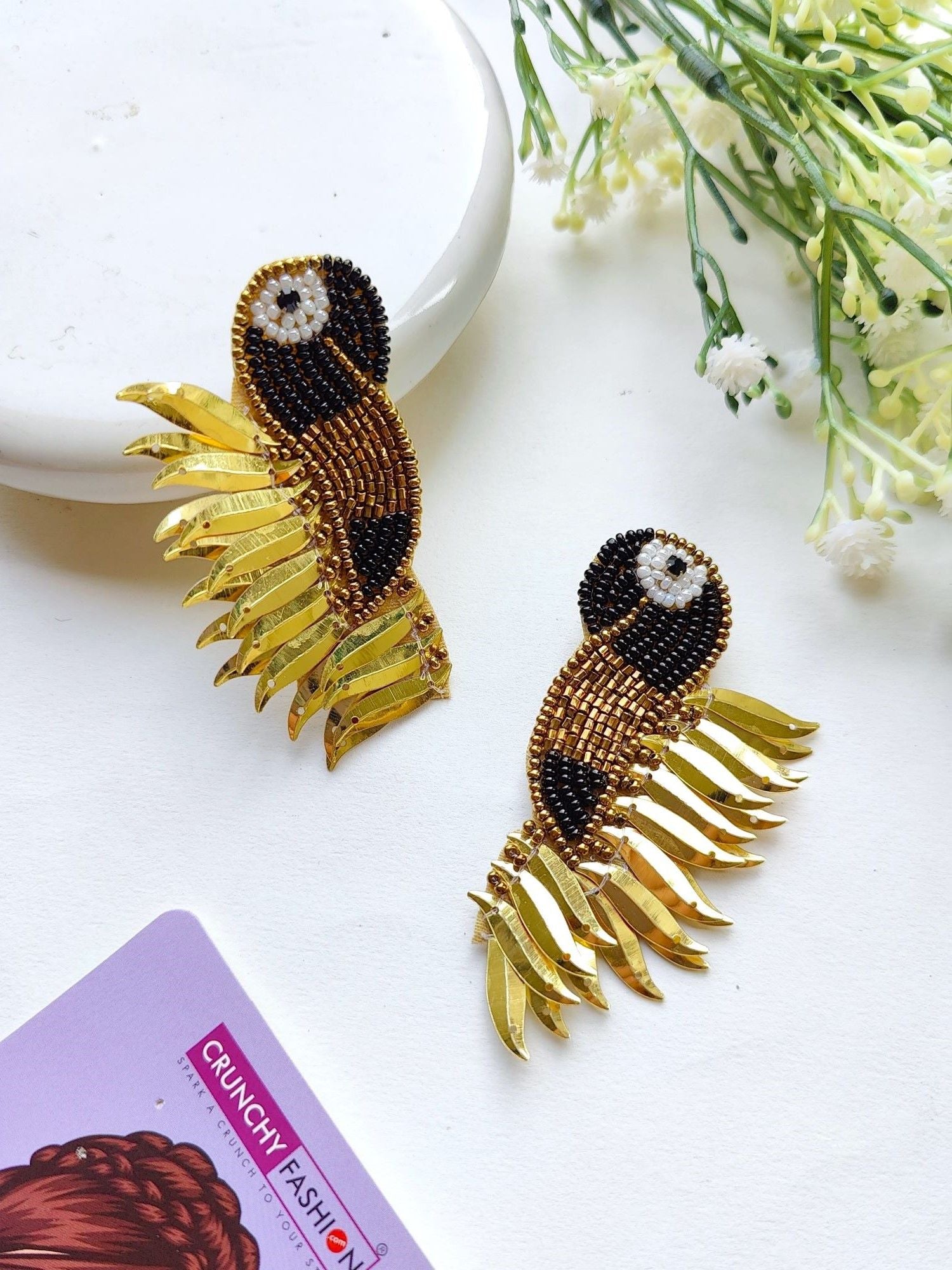Quirky Fashionista's Handmade Beaded Bird Drop Earrings