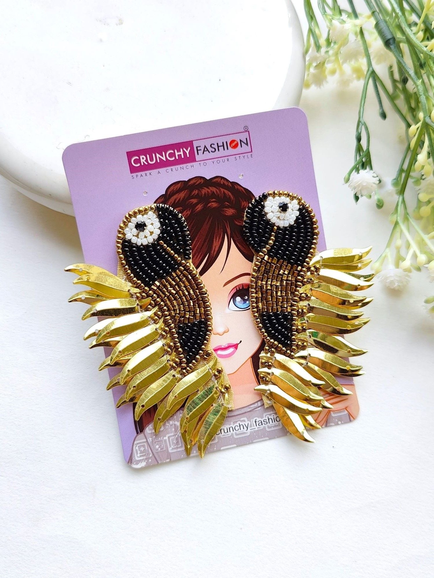 Quirky Fashionista's Handmade Beaded Bird Drop Earrings