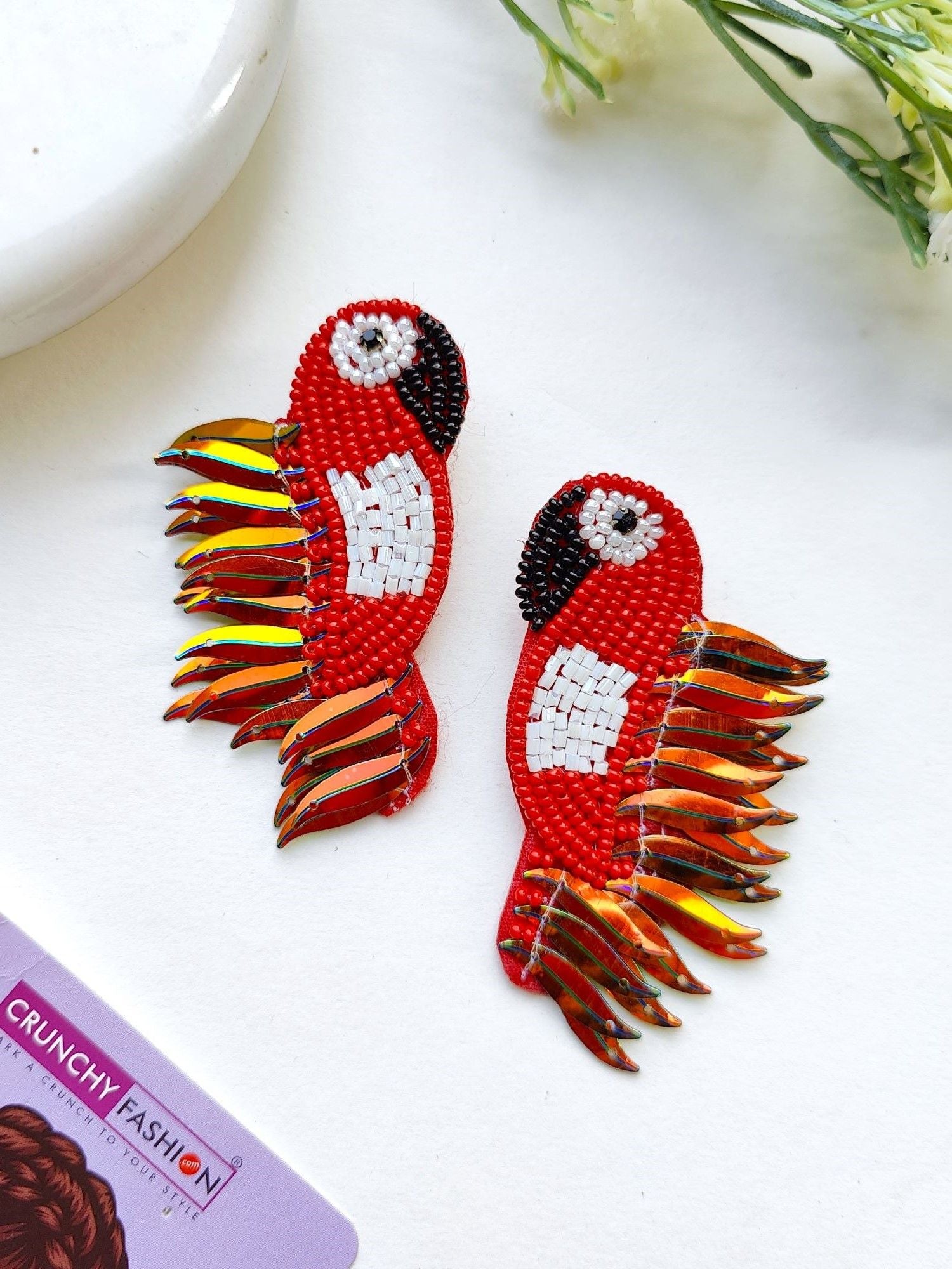 Quirky Bird-Inspired Beaded Drop Earrings: Handmade for Unique Fashionistas