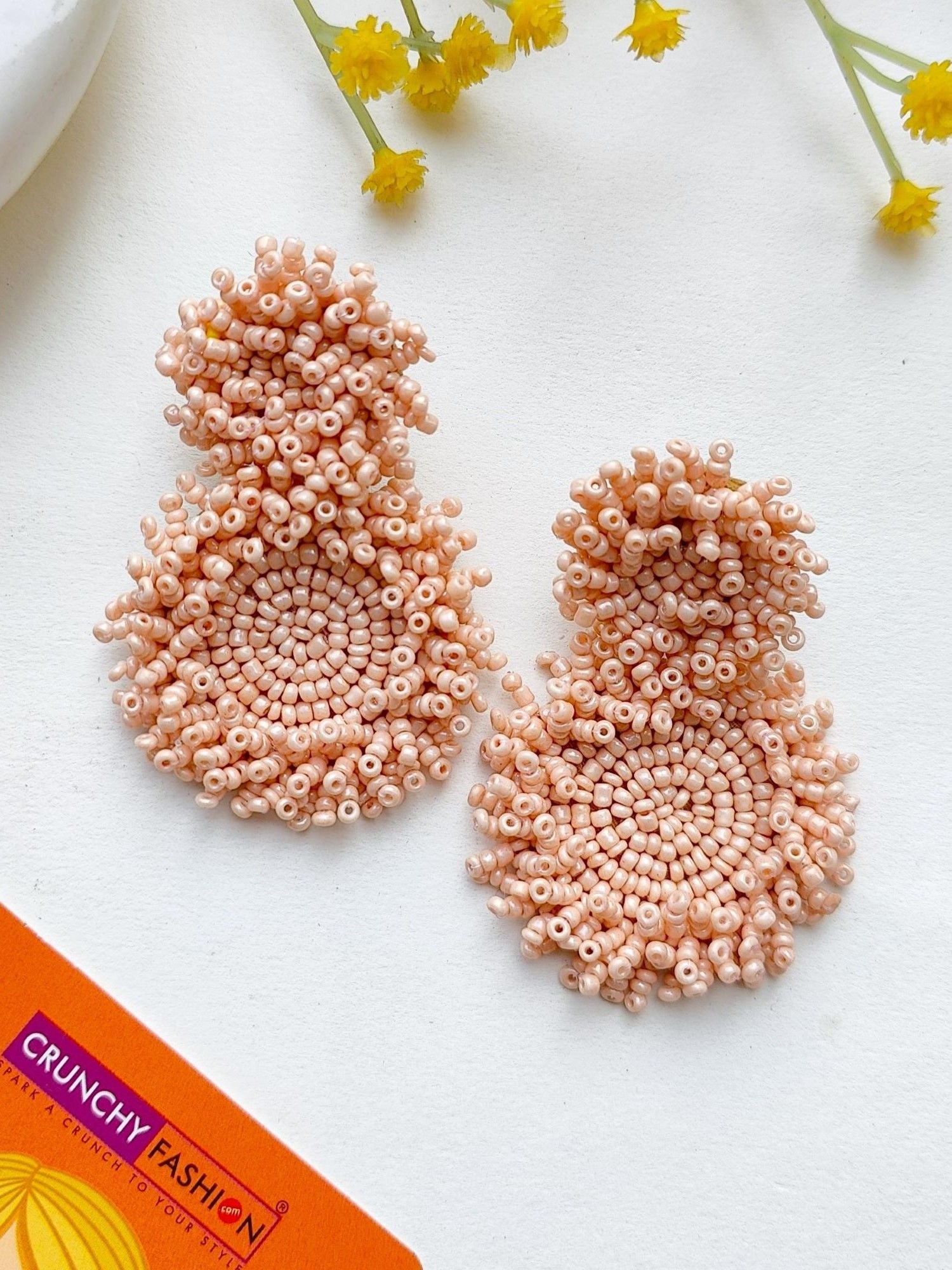 Peach Zodiac Circle: Handcrafted Dangler Earrings for Graceful Charm