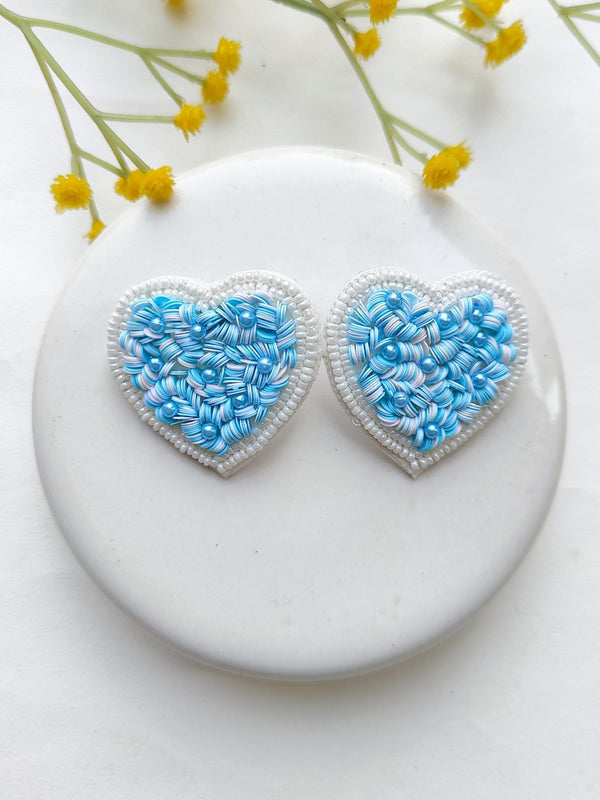 Blue Heart Reflective Earrings - Acrylic Heart Shape, Stainless Steel, Fashion Statement Earrings - View #5