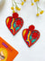 Handmade Embroidered Heart Beaded Earrings - Quirky Party Wear for valentines Day