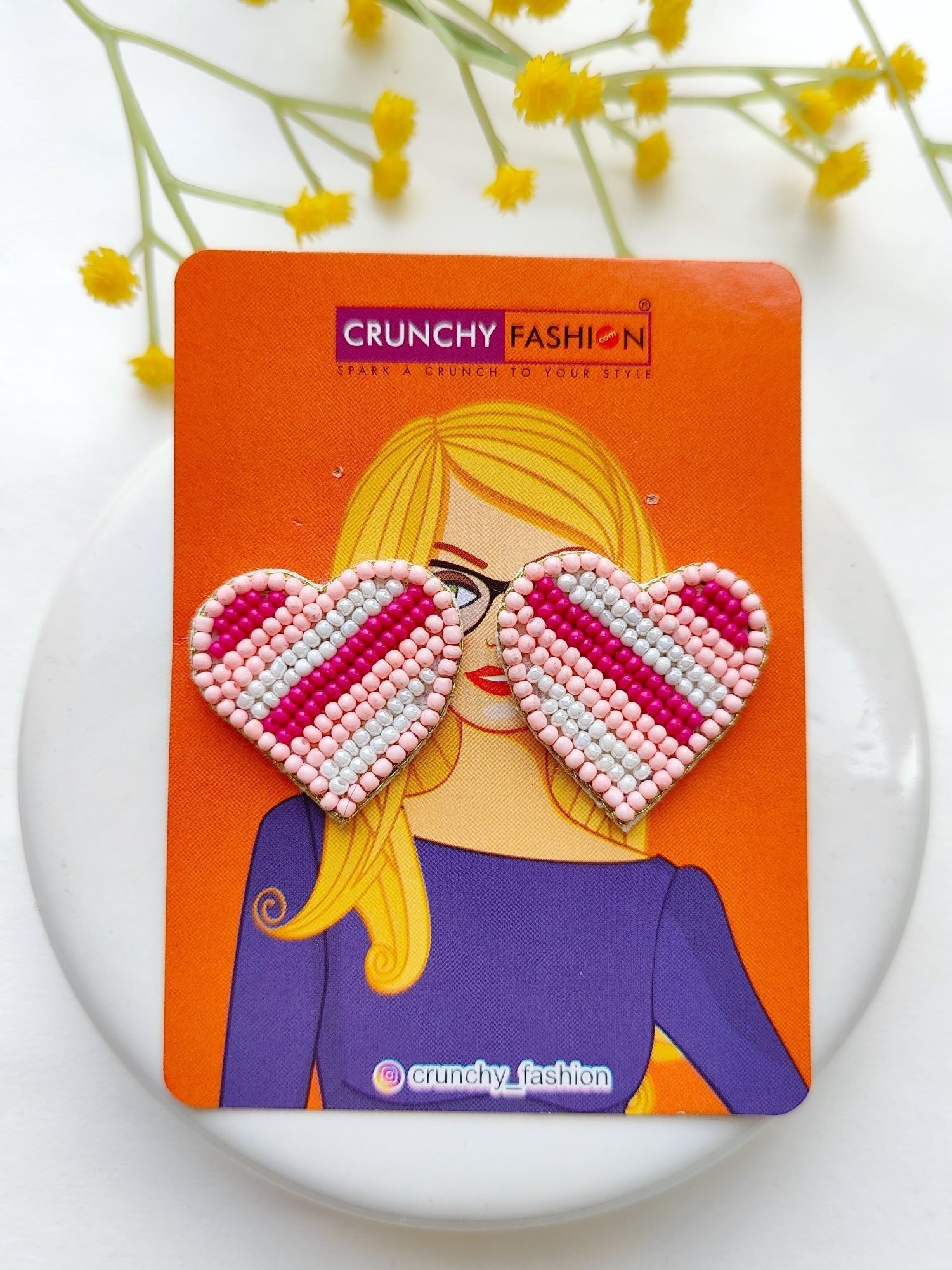 Boho-Chic Heart Stud Beaded Earrings: Handmade Valentine's Day Gift for Women and Girls