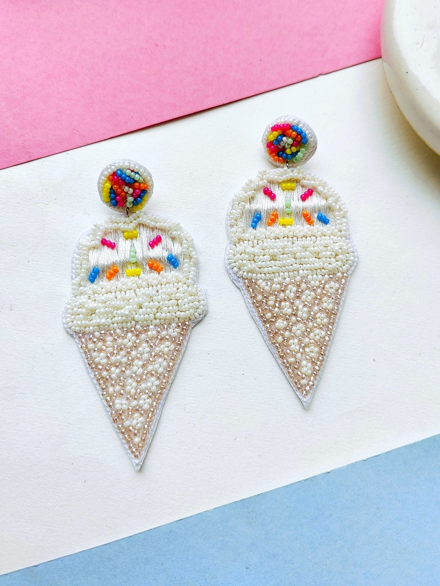 Handcrafted Snow Cone Earrings: Whimsical Summer Party Adornment for Fashion-Forward Women