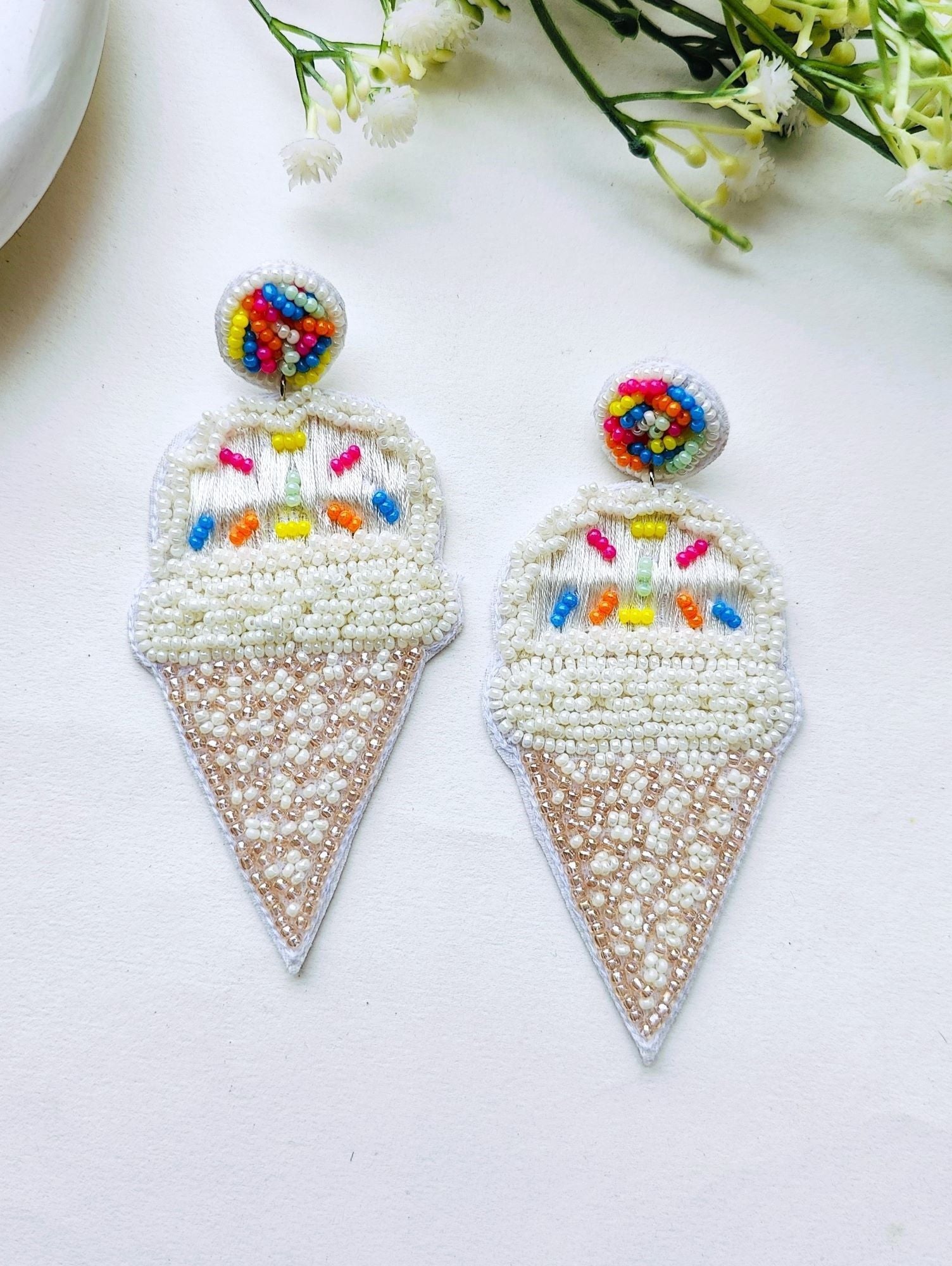 Handcrafted Snow Cone Earrings: Whimsical Summer Party Adornment for Fashion-Forward Women