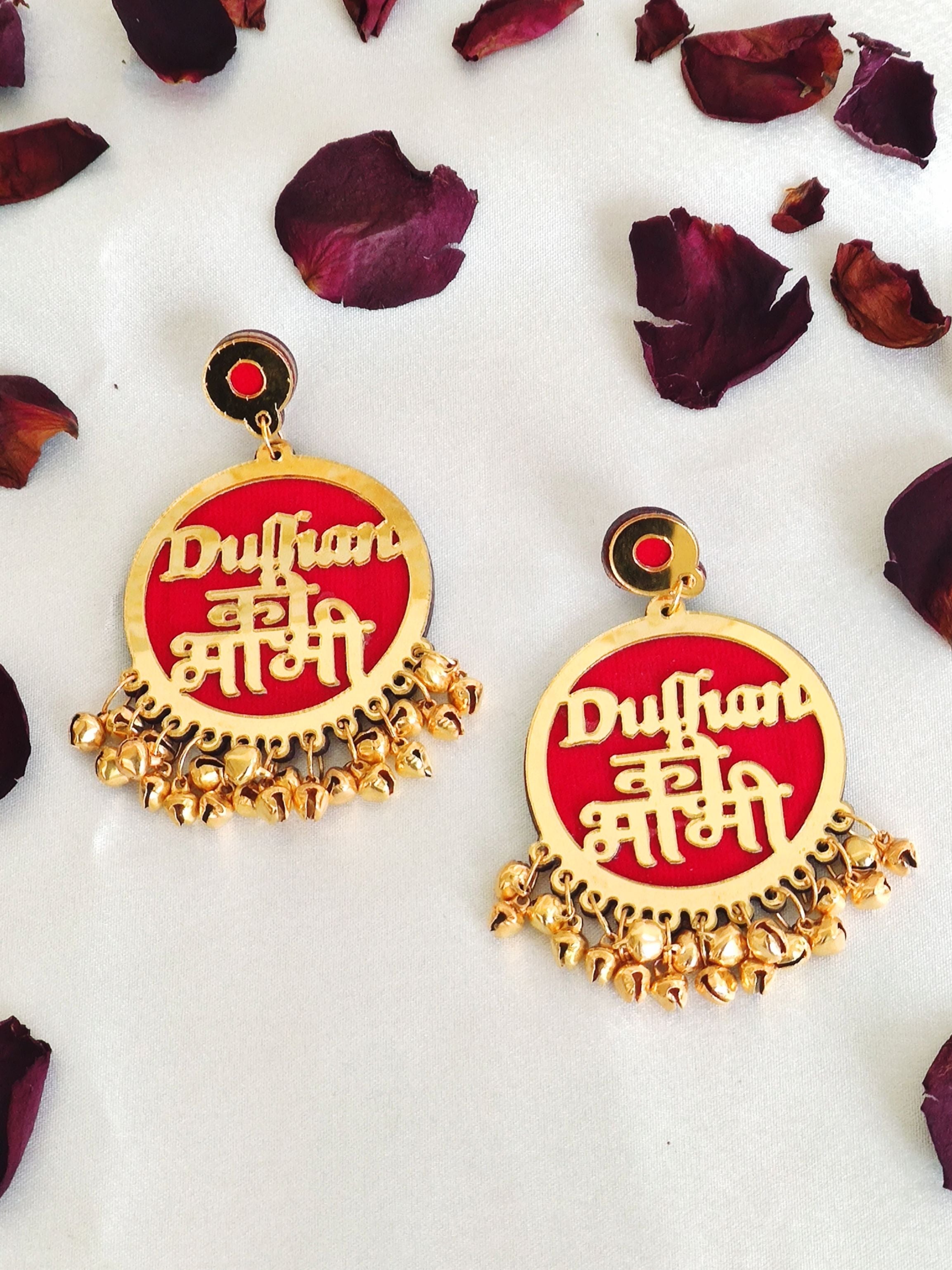 Haldi Mehendi Dulhan Ki Bhabhi Red Dangler Earrings for Women & Girls