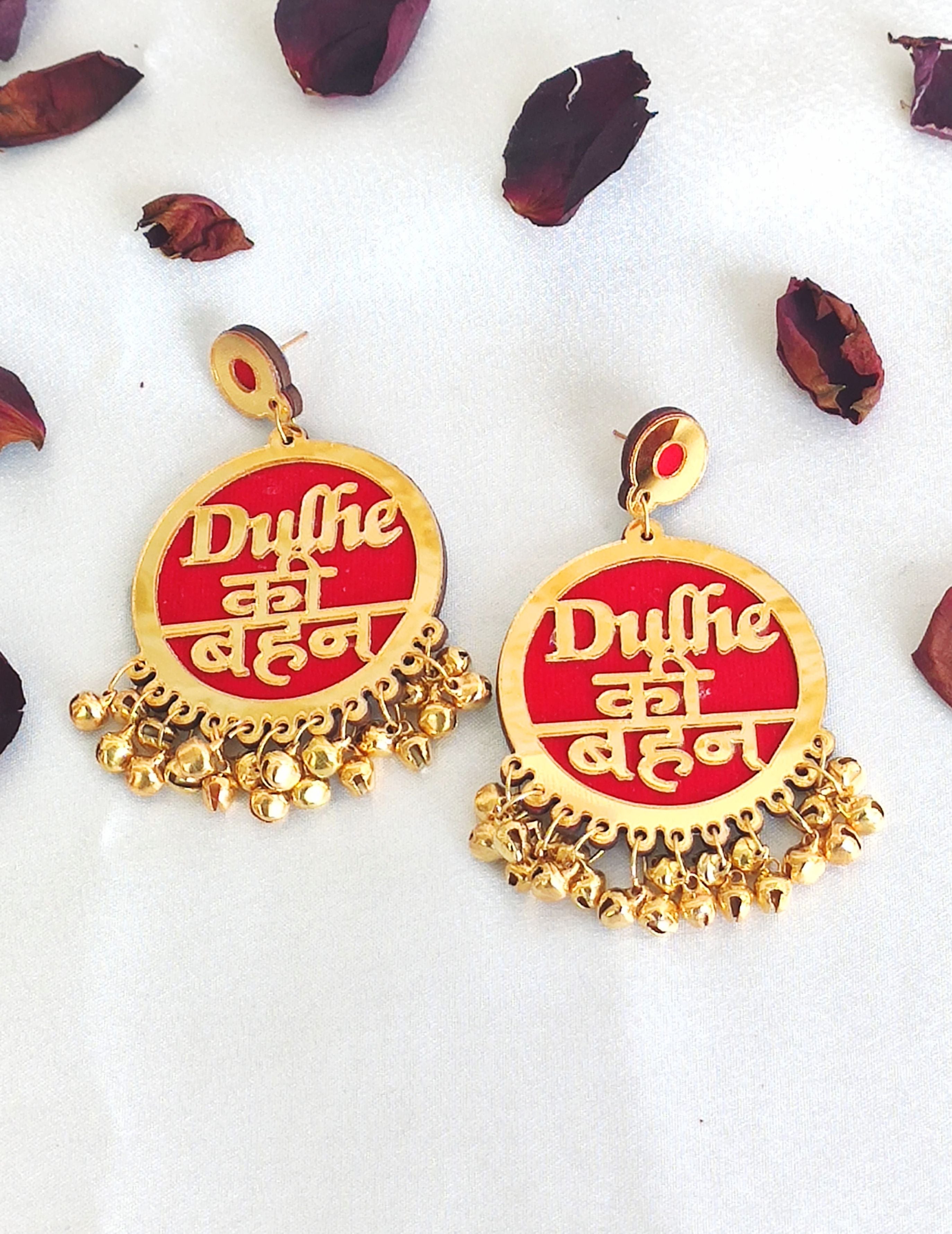 Vivacious Red Dangle Earrings for Groom's Sister - Dulhe Ki Behen Collection