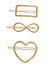 Gold plated hair pins with geometric  3pcs design  CFH0118