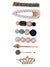 Sapphire Sparkle Hairpins -Multi Color Gold Toned Stone & Pearl Hair Clips for Girls -Pack of 8