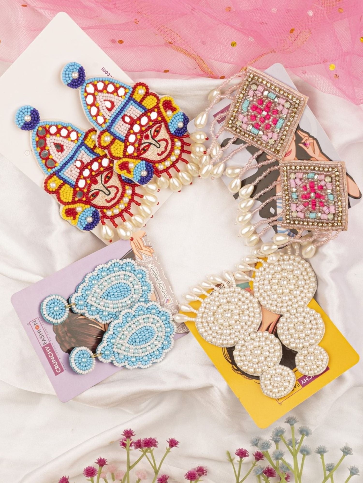 Handmade Ethnic Beaded Earrings - Bday & Anniv Gift Set