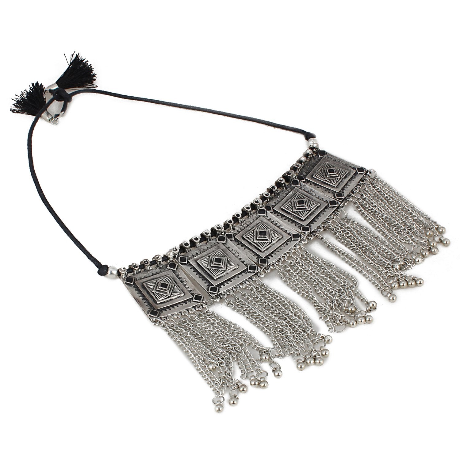 Exquisite Oxidised Silver Choker Necklace Set for Trendy Fashion Jewelry Lovers