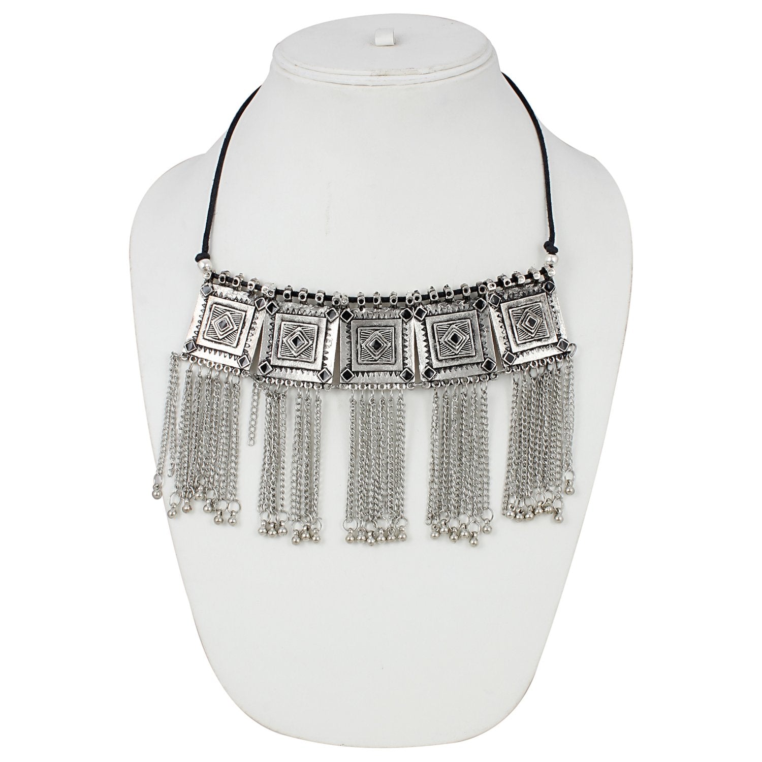 Exquisite Oxidised Silver Choker Necklace Set for Trendy Fashion Jewelry Lovers