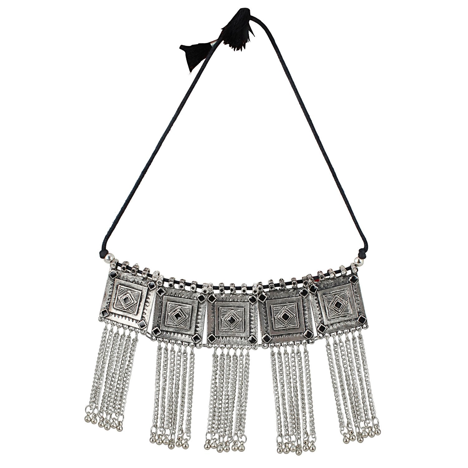 Exquisite Oxidised Silver Choker Necklace Set for Trendy Fashion Jewelry Lovers