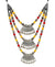 Oxidised  Silver with Red&Yellow Pearls Multi Layer Necklace