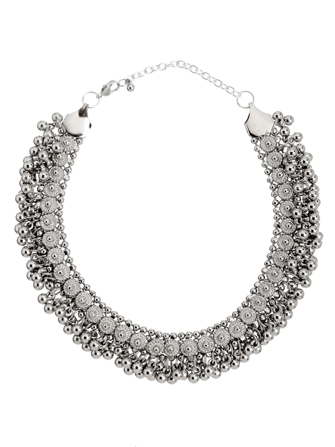 Ethnic Elegance Oxidised Dual-Tone Silver Ghungroo Necklace Set