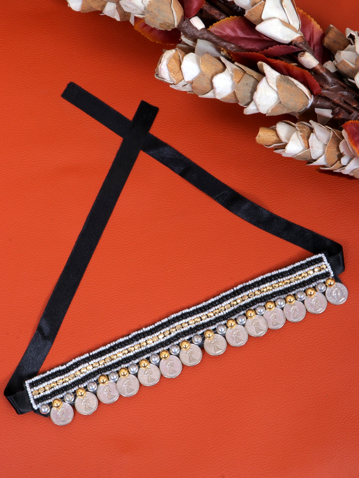 Crunchy Fashion Handmade Black Banjara Coin Contemporary Necklace  CFN0914