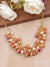 Varda Charms Necklace- Boho Handmade Pink-Peach Thread Balls Statement Necklace