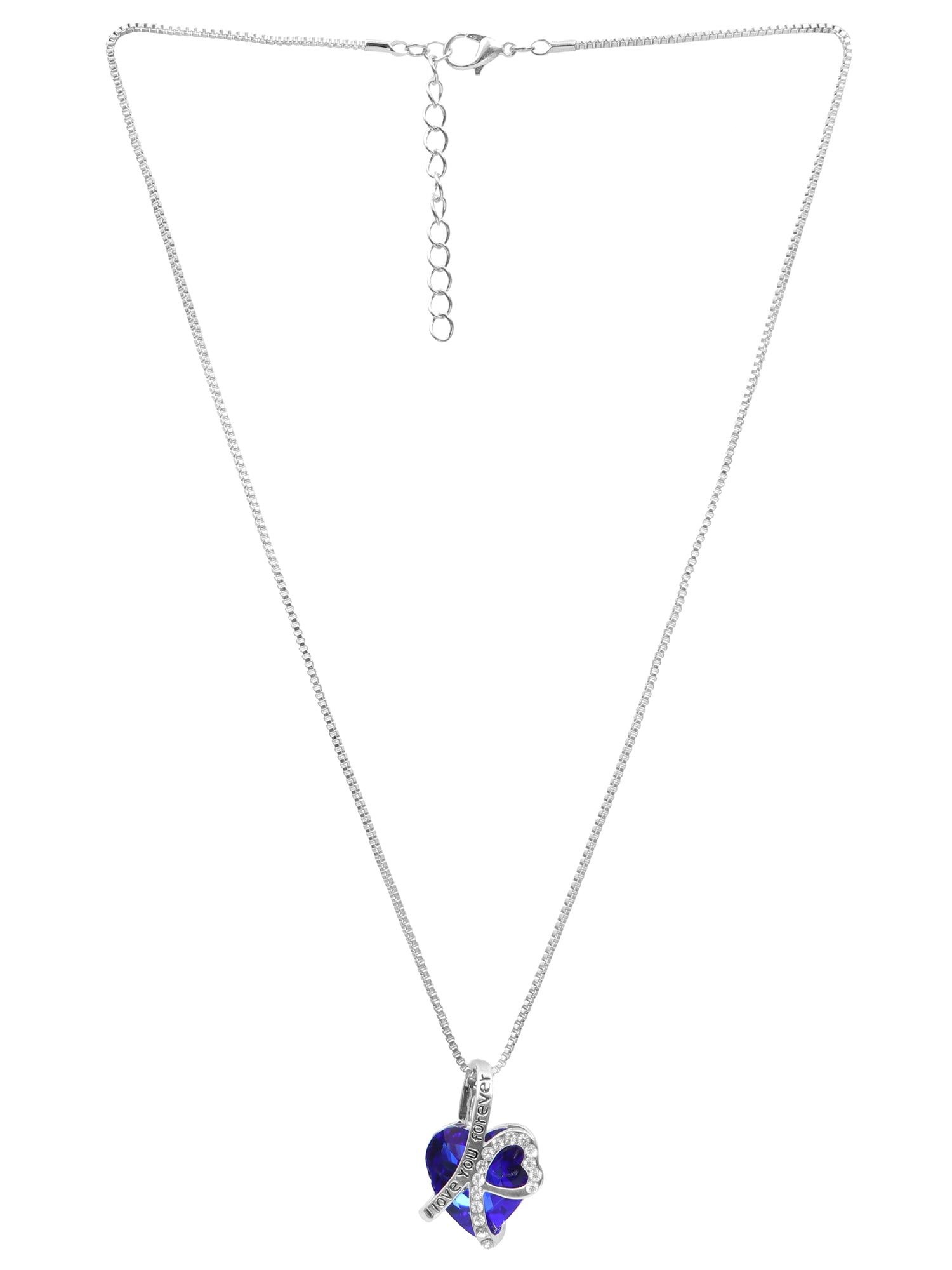 Elegant Silver-Plated Heart-Shape Sapphire Pendant Necklace