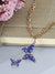 Crystal Studded Dual Butterfly Pendant Necklace
